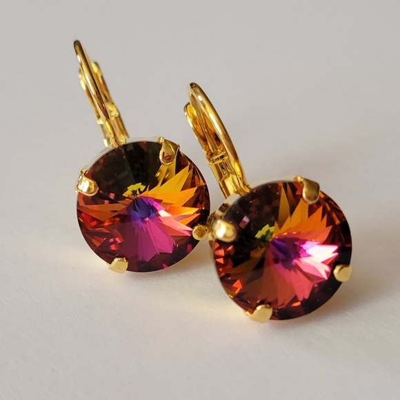 Austrian Crystal Earrings in Gold Setting - Picture 7 of 7